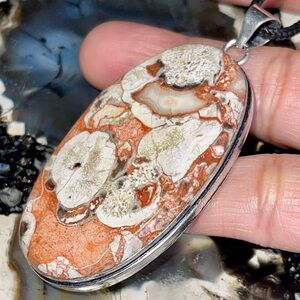 Large Birds Eye Ryolite Jasper Pendant 2 1/2”